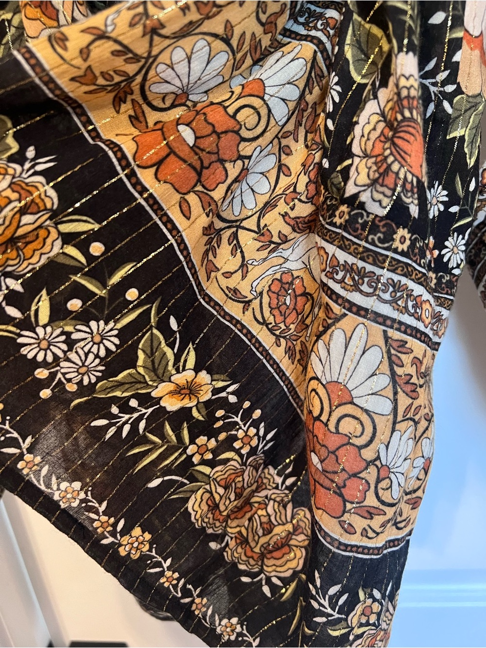 Spell Kimono Black with Tan & Cream Flower - Picture 4 of 5